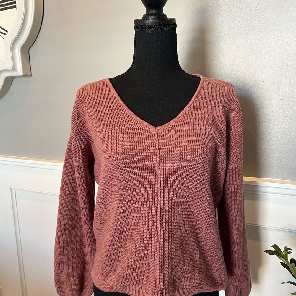 Hippie Rose Dusty Rose V-Neck Sweater